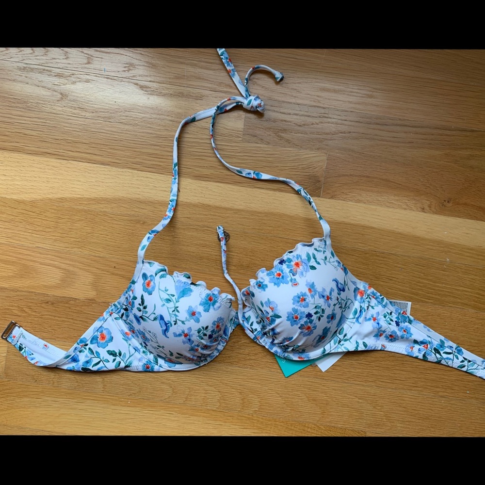 White Floral Push-up Top 34C